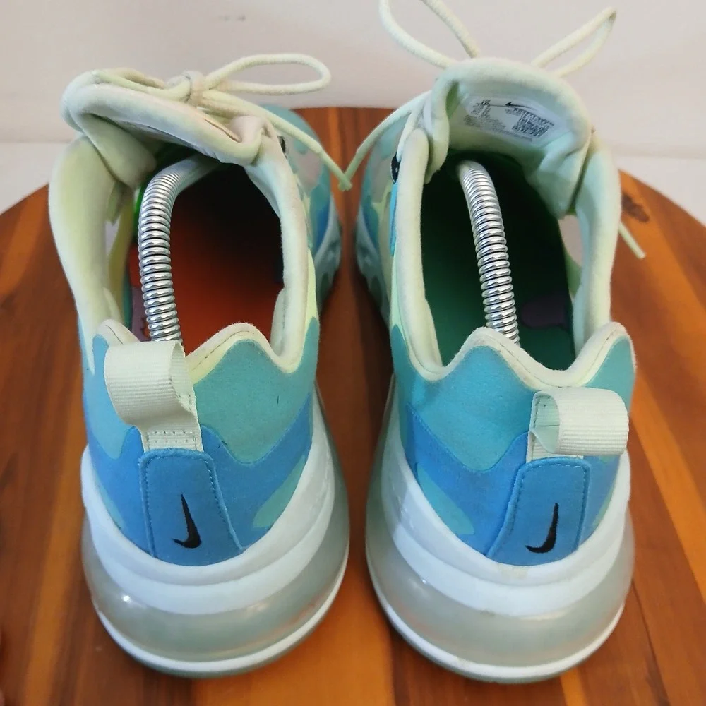 Nike Air Max 270 React Men 10 Blue Green Running Shoes Sneakers AO4971-301